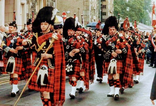 Scottish Pipers head the Polish Tribute march-past and parade.