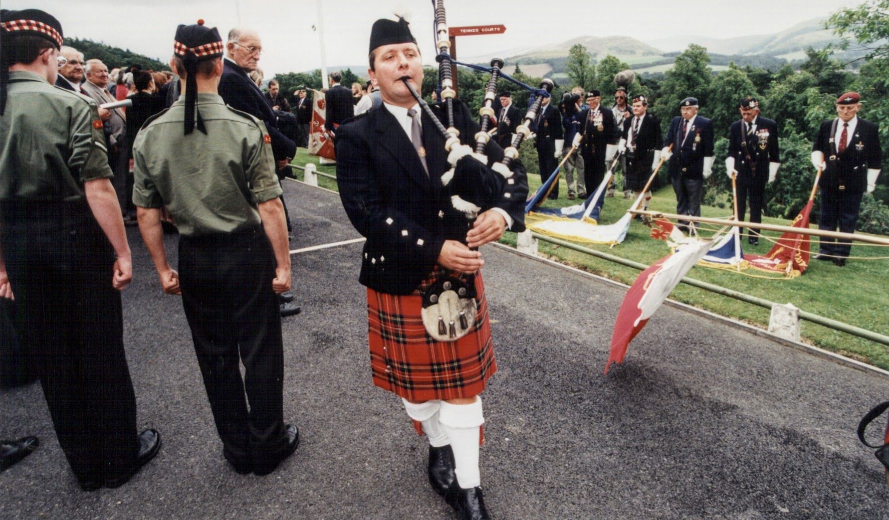A lone Scottish piper plays out a touching lament to those lost to war.